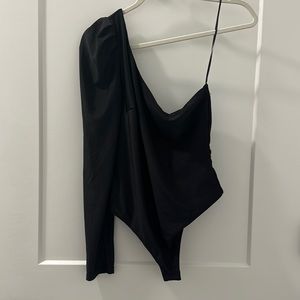 One Sleeve Black Bodysuit